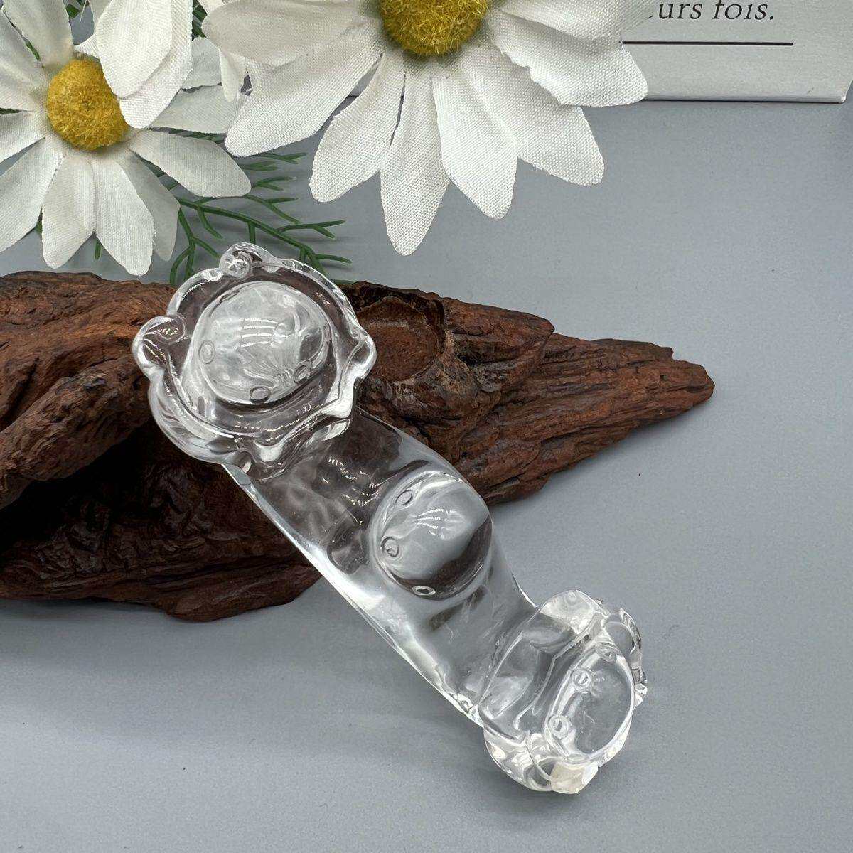 天然白水晶如意顺摆件吉祥如意手把玩件工艺品居家装饰车载小摆件