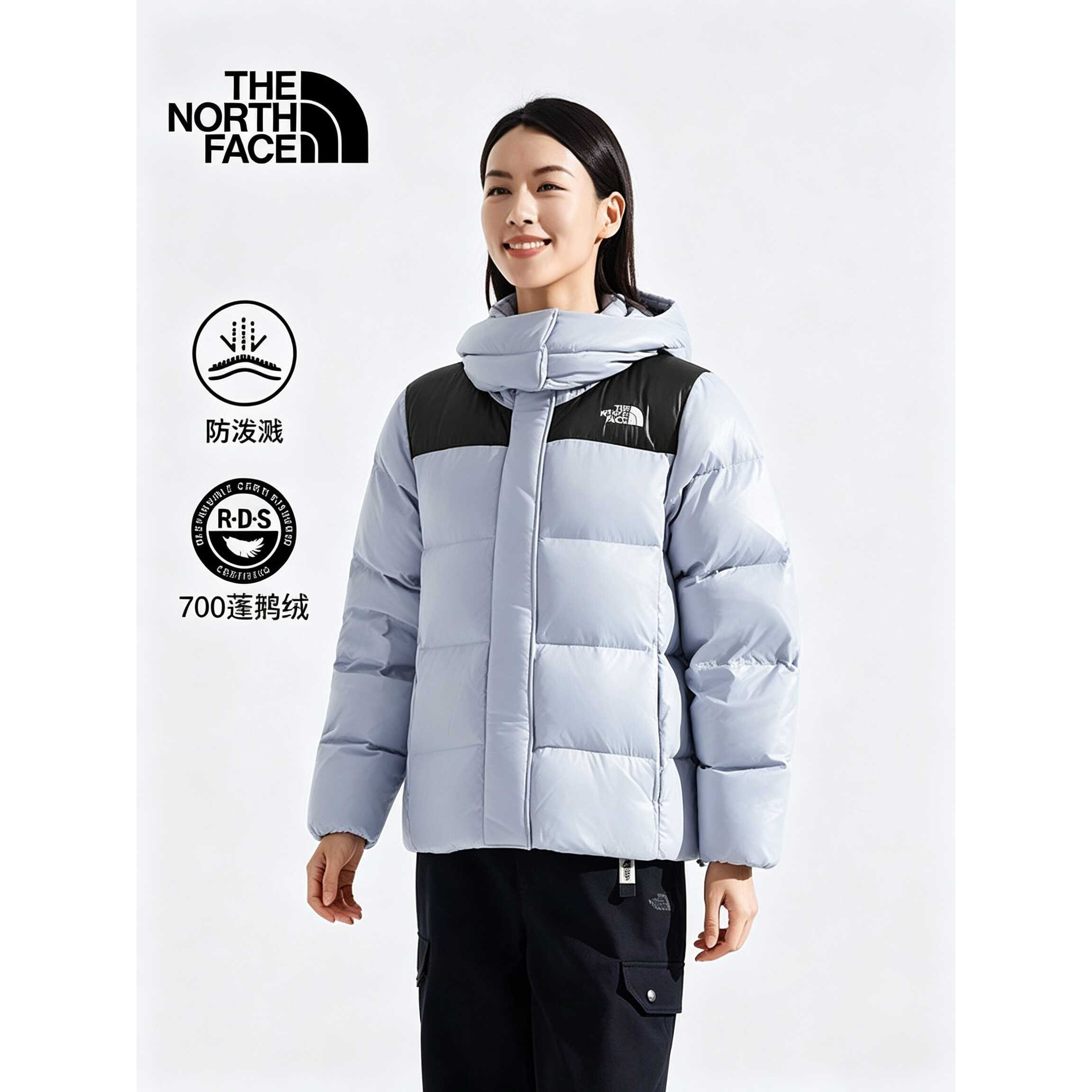 北面户外女防泼水保暖羽绒服外套
