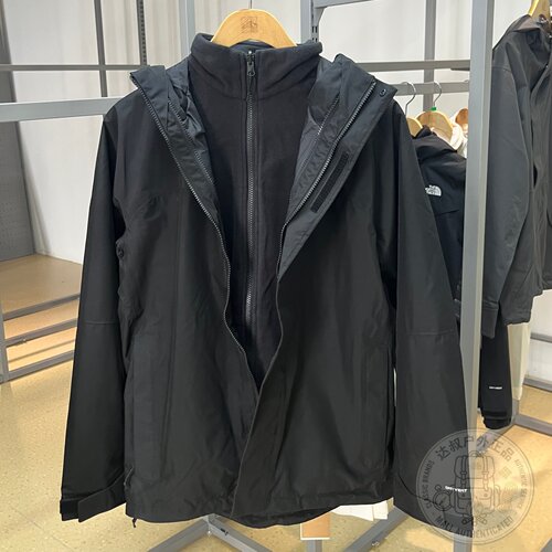 北面男抓绒内胆三合一防水冲锋衣