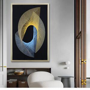 简约现代轻奢 极光之梦 丝线玄关装饰画 手工绕线 玄关背景