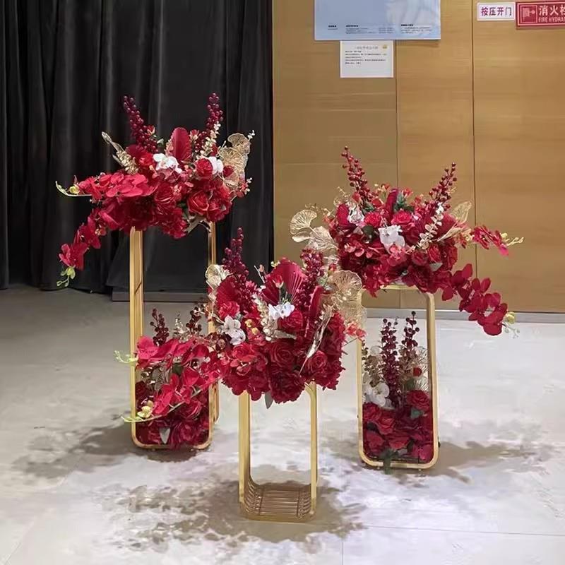 高档落地电镀架子摆件仿真花商场车展橱窗装饰氛围交车布置摆设花