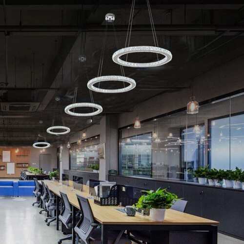 网红LED吊灯餐厅卧室水晶灯饰简约圆形大气客厅吊灯家用个性饭厅