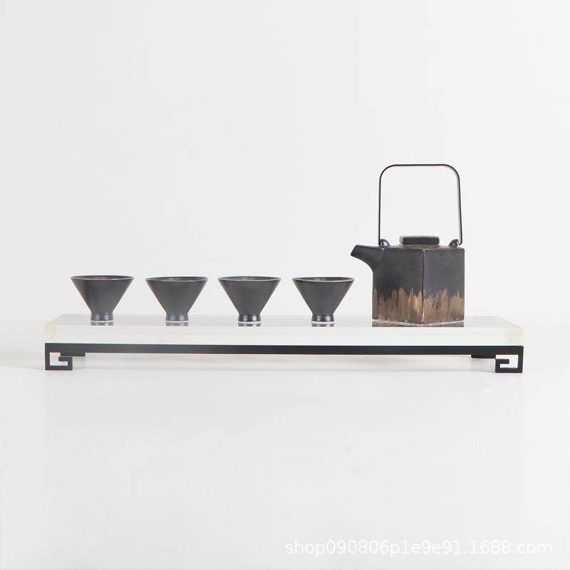 新中式陶瓷茶具套装摆件样板间售楼处软装茶室家具酒店工艺装饰品