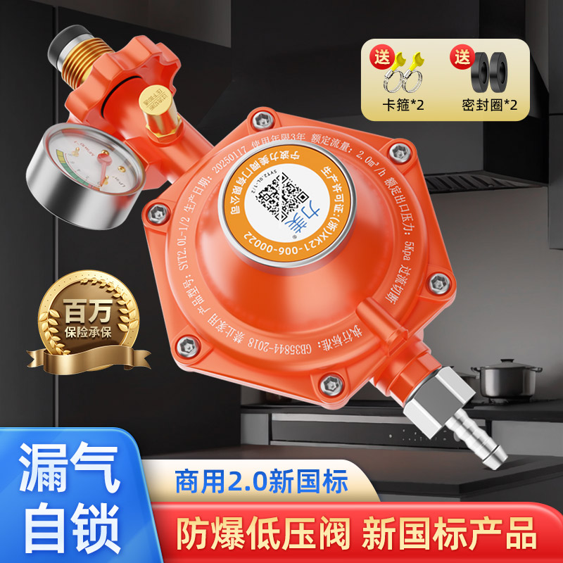 新国标商用2.0低压阀煤气罐液化气减压阀猛火灶自闭阀安全阀防爆
