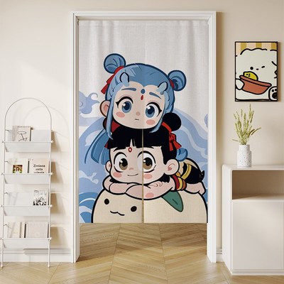 卡通动漫哪吒结界兽门帘卧室房间家用门O口挂帘半截式遮挡帘