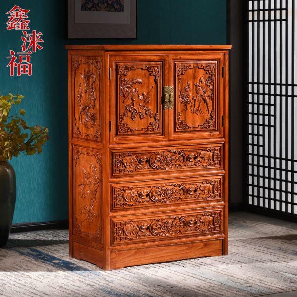 香樟木箱柜实木五斗柜储物柜中式复古五斗橱结婚抽屉斗柜子玄关