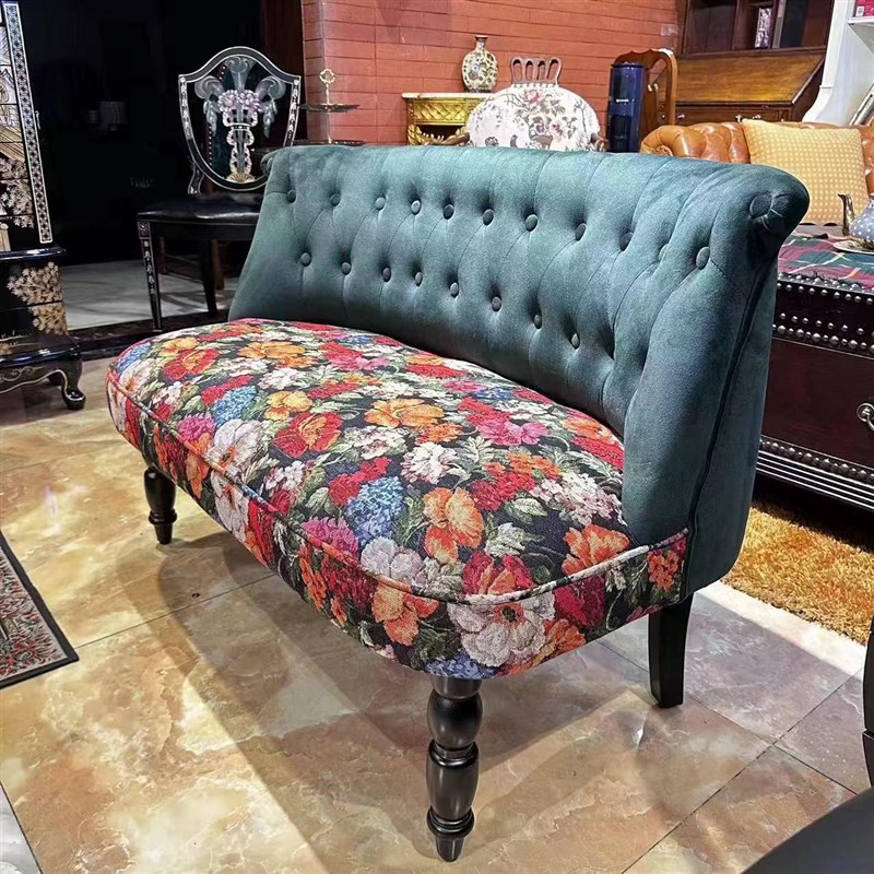 欧式复古双人客厅m卧室阳台休闲名宿小沙发接待小空间沙发椅两人