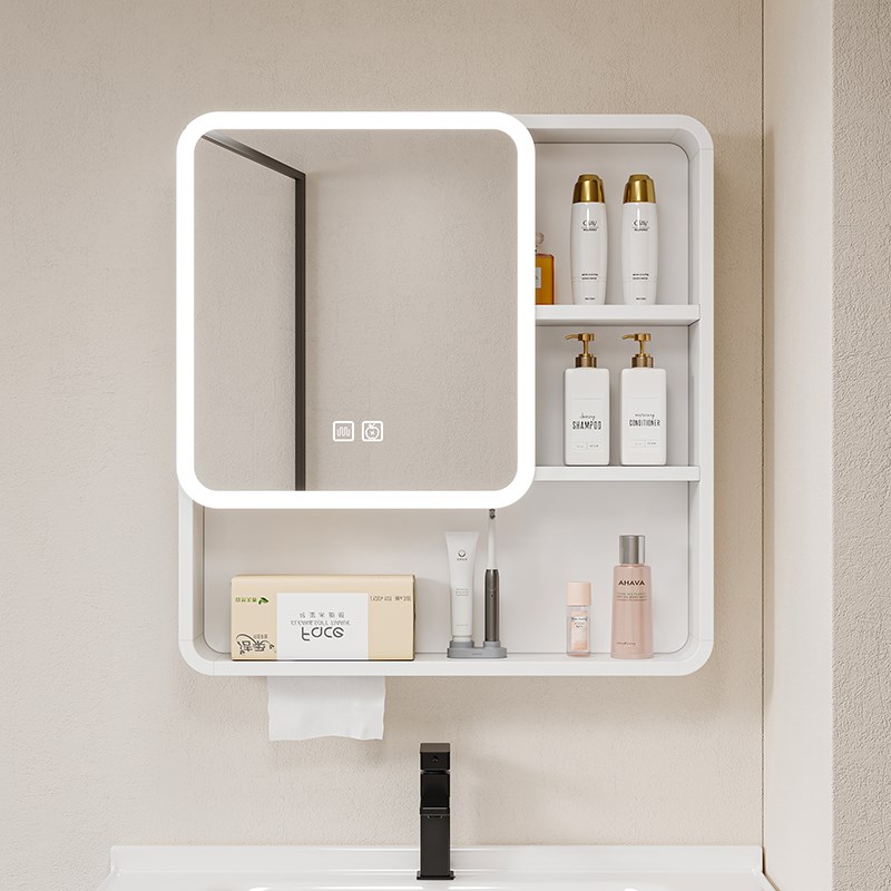 圆弧智能浴室镜柜单独卫生间挂墙式收纳镜箱灯光除W雾置物架镜子
