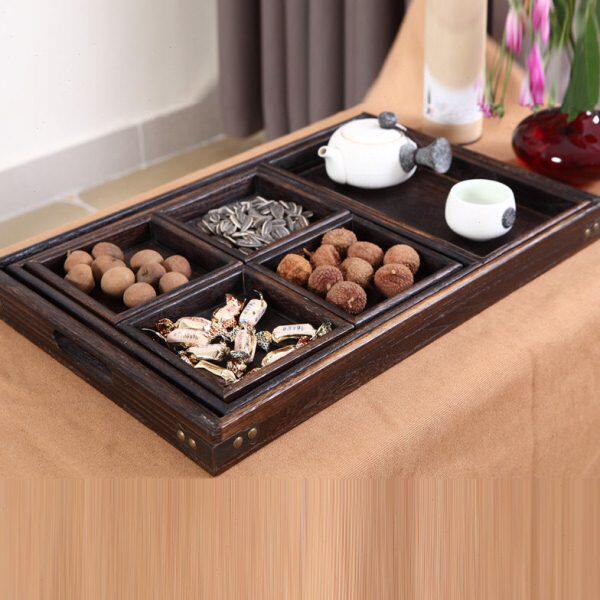 烧桐木茶盘多用干果盘七件套瓜子盘茶室茶道茶托家用点心盘小吃盘