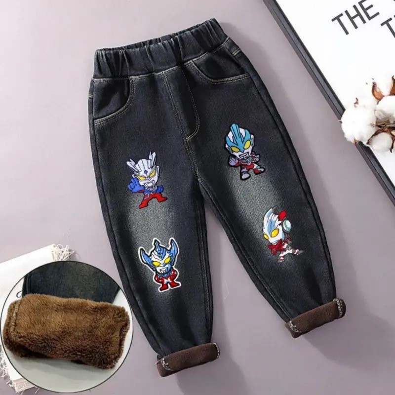 赛罗奥特曼加绒加厚牛仔裤一体绒