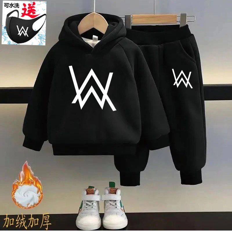 儿童嘉豪同款卫衣2025新款中大童加绒加厚连帽两件套套装男孩衣服