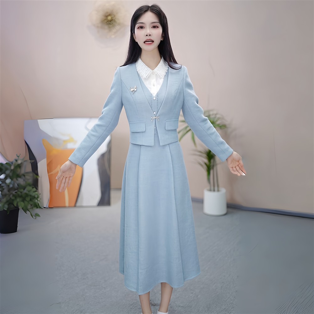 小香风套装连衣裙女2026新款爆款妈妈装长袖气质小个子高级感裙子