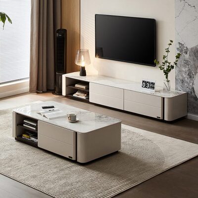 全友家居现代简约茶几客厅家用小户型可伸缩电视柜组合670263