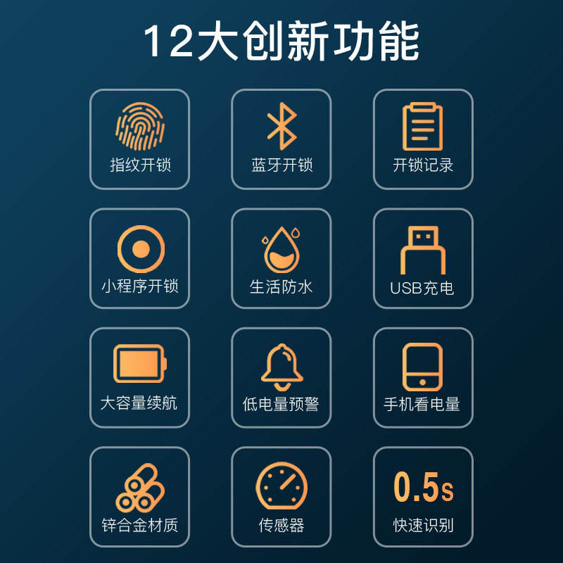 智能指纹密码蓝牙大号迷你家用户外防水防盗仓库带钥匙门锁小挂锁