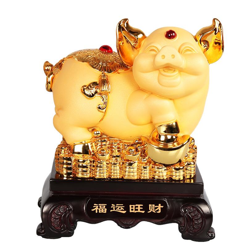 雅信新款对猪摆件金色 生肖猪年吉祥招财摆件深圳质量工厂