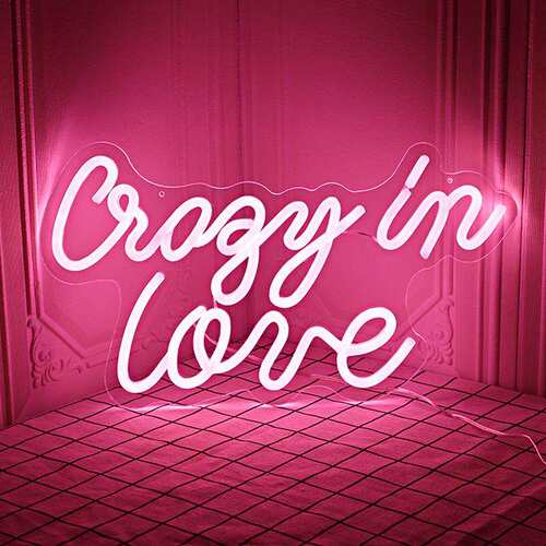 亚马逊led霓虹灯招牌crazy in love为爱疯狂字母造型灯氛围灯酒吧
