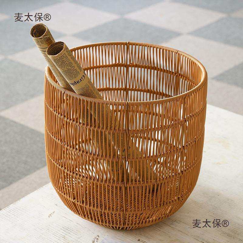 脏衣篓箩筐换洗卧室浴巾篓藤编太保篮麦衣物衣服筐筐圆形洗衣仿无