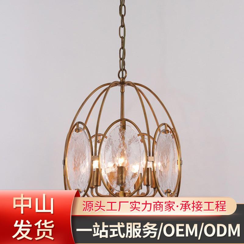 美式全铜客厅灯别衣帽间灯水晶灯卧室吊灯复古简欧式灯具餐厅