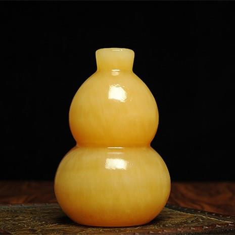 玉器工艺品米黄玉葫芦摆件家居客厅办公摆件装饰品玉葫芦摆件