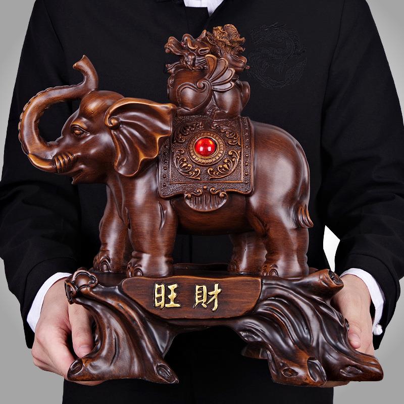 大象摆件公母一对招财吸财金蟾貔貅风水象玄关财位收银台吉祥物图片