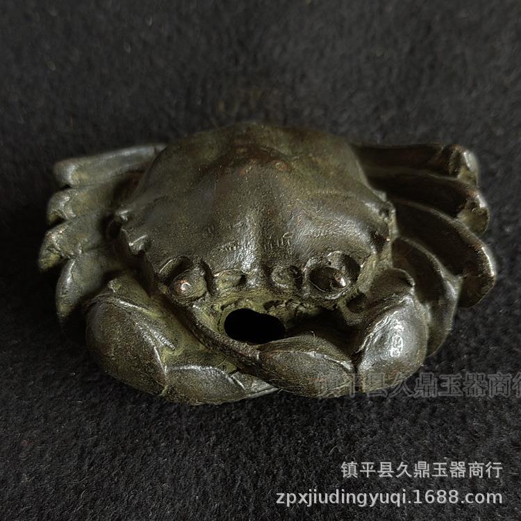 古玩杂项仿古青铜大号实心螃蟹摆件铜器家居办公饰品摆件