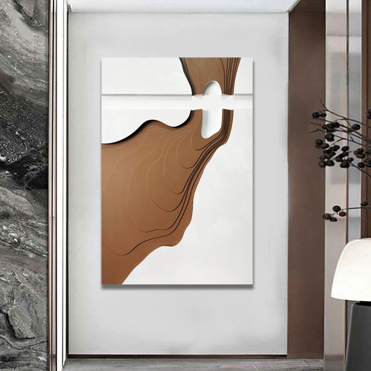 大芬村纯手绘油画抽象木雕极简装饰画客厅挂画