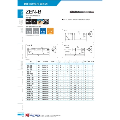弥满和YAMAWA高硬度难削材丝锥ZEN-PM10/12HRC45度钢件