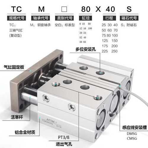 神威气动Snway 轴带导杆气动气缸TCM25X20STCM25X2525X30S高精度