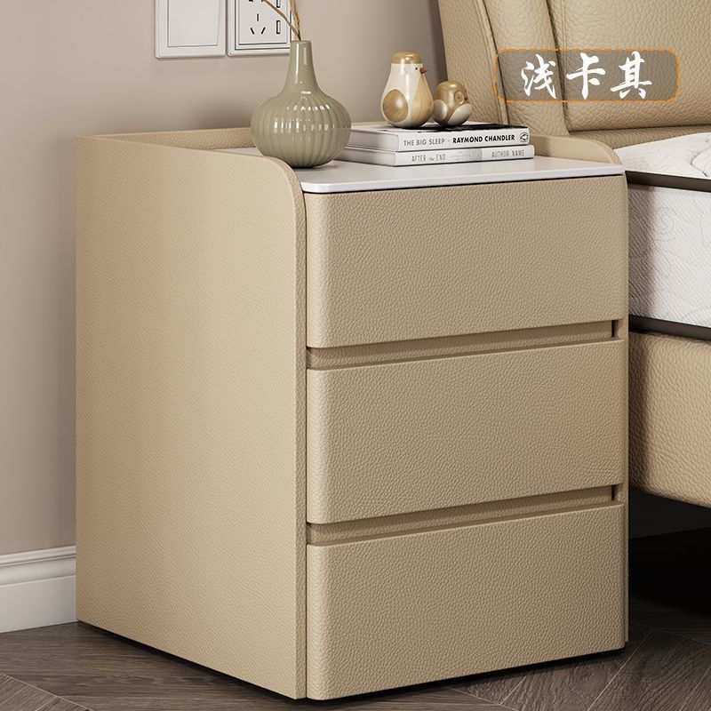 岩板全实木床头柜意式家用卧室轻奢现代简约收纳柜拼色皮质床边柜,3C数码配件,USB灯,淘宝优惠券,粉丝福利购,淘宝优惠卷