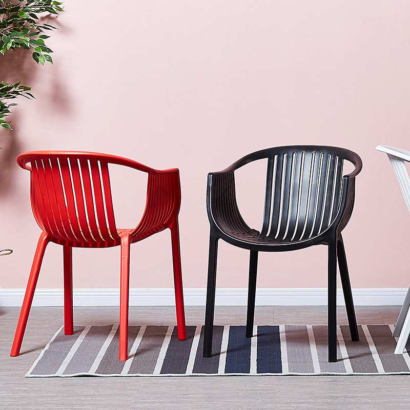 家用户外成人加厚塑料靠背椅休闲阳台扶手奶茶简约现代懒人椅餐椅