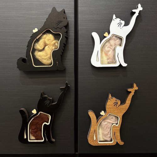 猫毛收纳猫咪冰箱贴猫毛收集盒