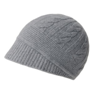 保暖纯毛线帽松鼠冷帽骑行女户外冬季针织帽帽檐山羊绒贝雷帽