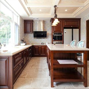 实木整体橱柜厨柜厨房柜门橱柜免拉手壁橱吊柜整体厨房橱柜