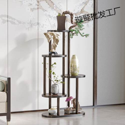 博古架实木中式小多宝阁紫砂茶壶茶具架子花盆栽置物架摆件展示架