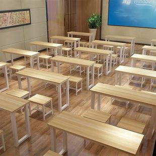 学校美术培训班课桌椅中小学生双人补习课桌长条员工桌托管班桌子