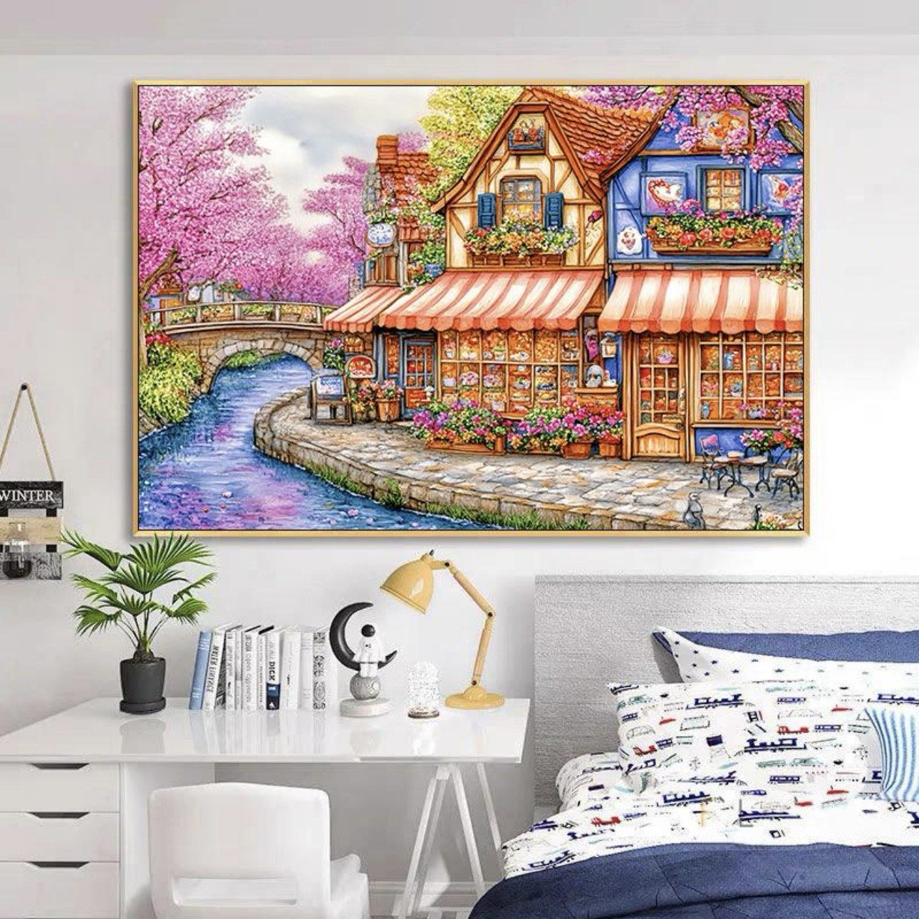 小河花店2025新款十字绣大格满绣53色手工绣60*80cm【裸包无针】,居家布艺,十字绣套件,淘宝优惠券,粉丝福利购,淘宝优惠卷