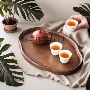 胡桃木杯垫茶盘家用实木托盘创意水果甜点餐碟盘长方形壶承干泡盘