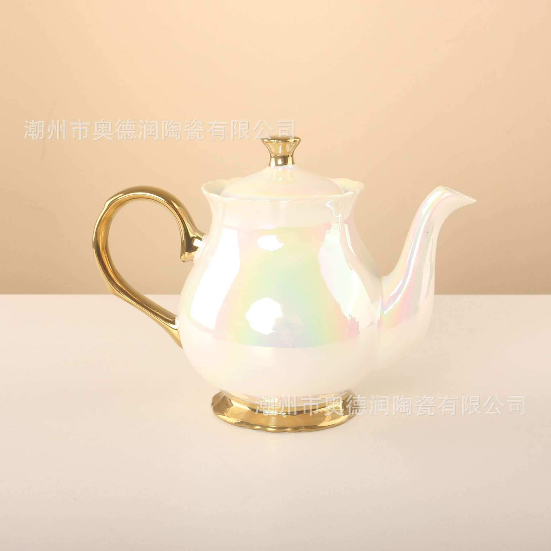 高档花茶壶轻奢英式茶壶珍珠釉面高档陶瓷壶