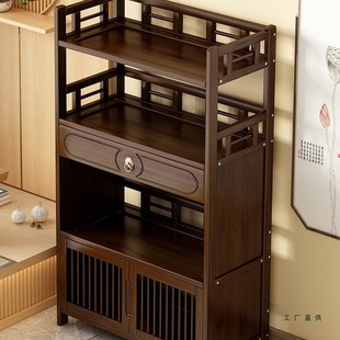 茶架子博古架置物架多层茶叶收纳架茶台茶水柜茶桌茶室茶柜置物架