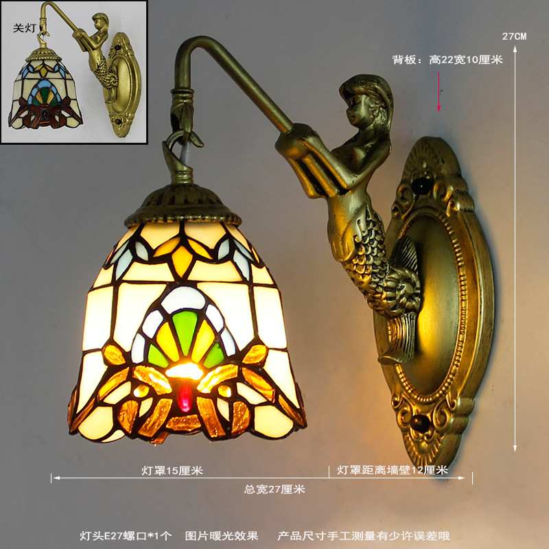 蒂凡尼美式巴洛克卫生间浴室梳妆台化妆镜欧式三头壁灯镜前壁灯具