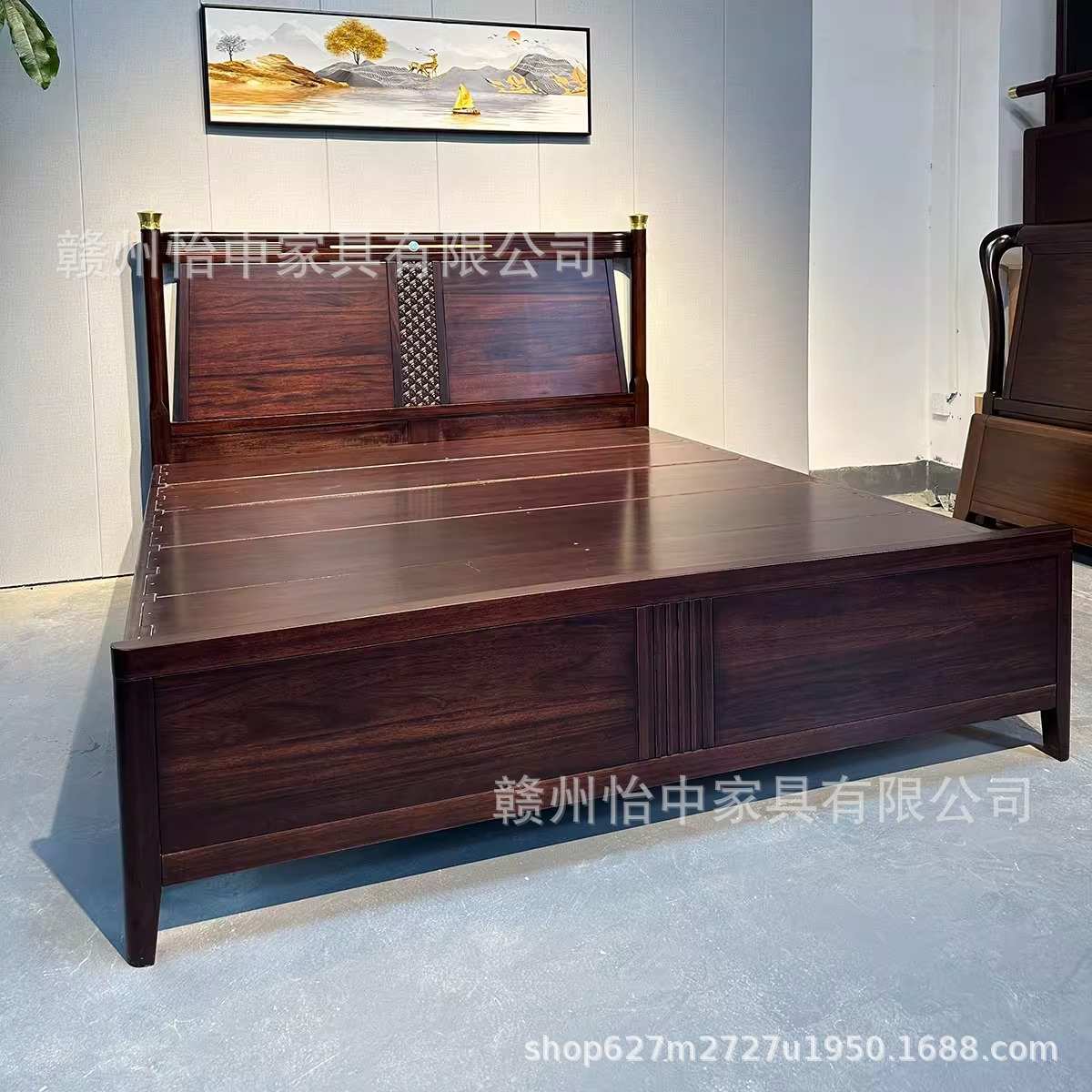 乌金木实木床双人床1米8新中式主卧婚床现代简约卧室家用1米5大床