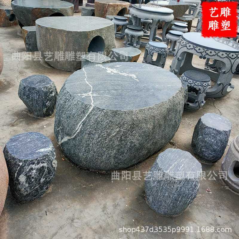 石桌石凳天然大理石石桌子雪浪石石桌户外庭院石头餐桌现货销售