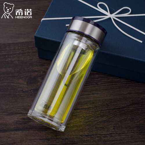 希诺双层加厚隔热玻璃杯泡茶杯子男女士透明商务办公杯 7017 7018