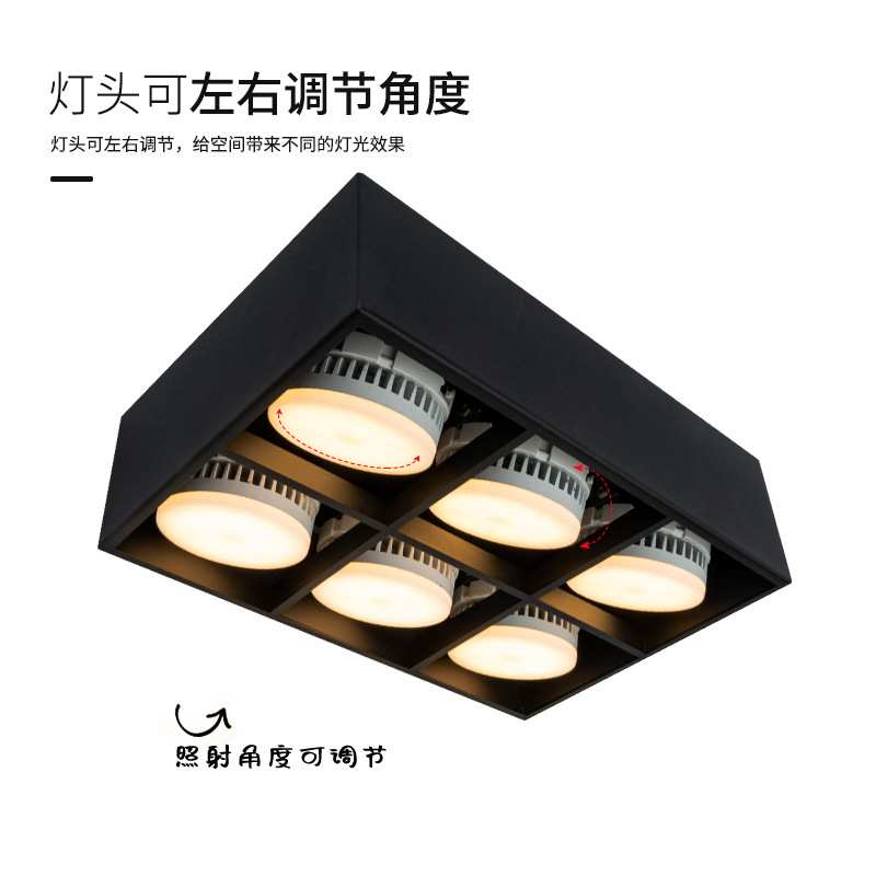 正六头方形明装led筒灯 防眩可旋转餐厅客厅客房免开孔吸顶式全铝