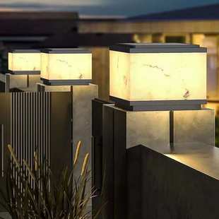 仿云石罩太阳能柱头灯围墙灯别墅庭院装饰led Outdoo rsolar lamp