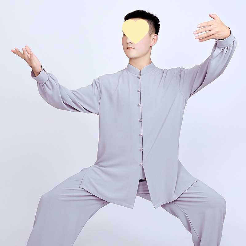 春秋太极服女新款丝麻太极拳练功服男红色武术表演服中国风八锦缎