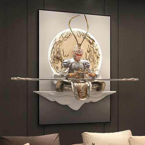 LED灯画斗战神佛入户玄关装饰画客厅齐天大圣孙悟空立体浮雕挂画