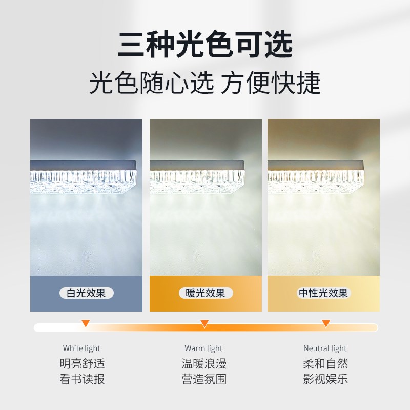 led长条灯超亮家用节能灯泡e27螺纹口宿舍餐厅仿水晶吊灯三色变光