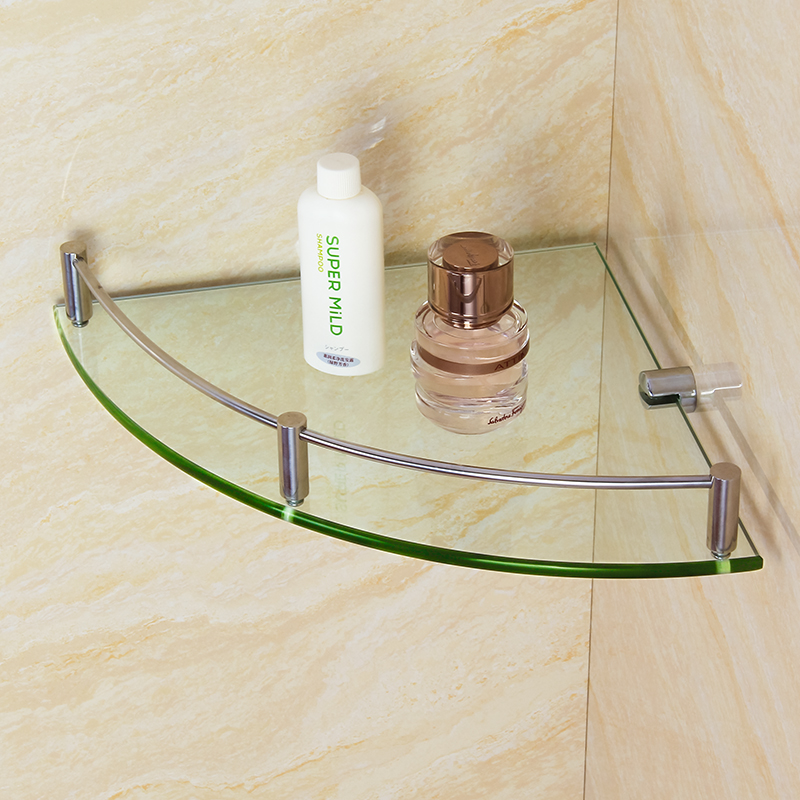 加厚304不锈钢玻璃三角架卫生间转角架浴室厕所壁挂收纳置物架