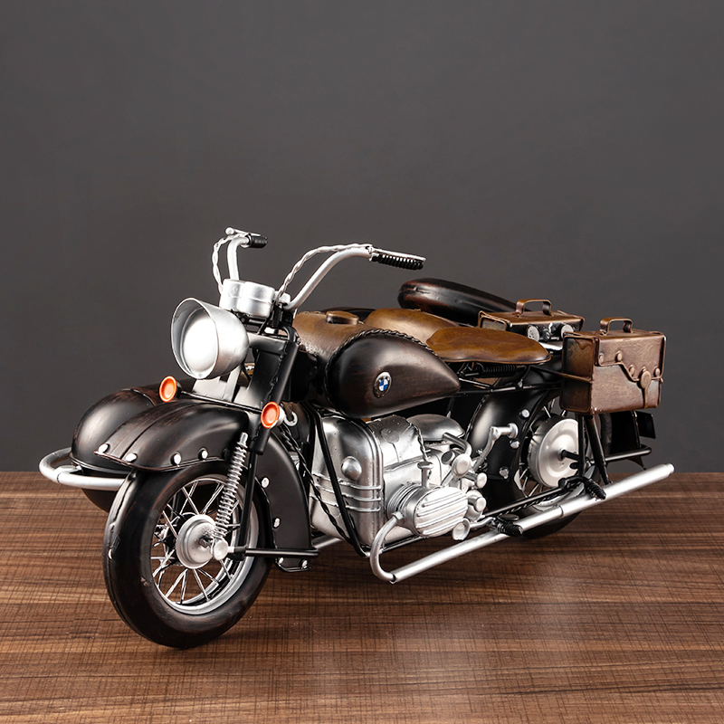 复古怀旧摆件挎斗三轮摩托车模型文艺家居客厅玄关摆设橱窗装饰